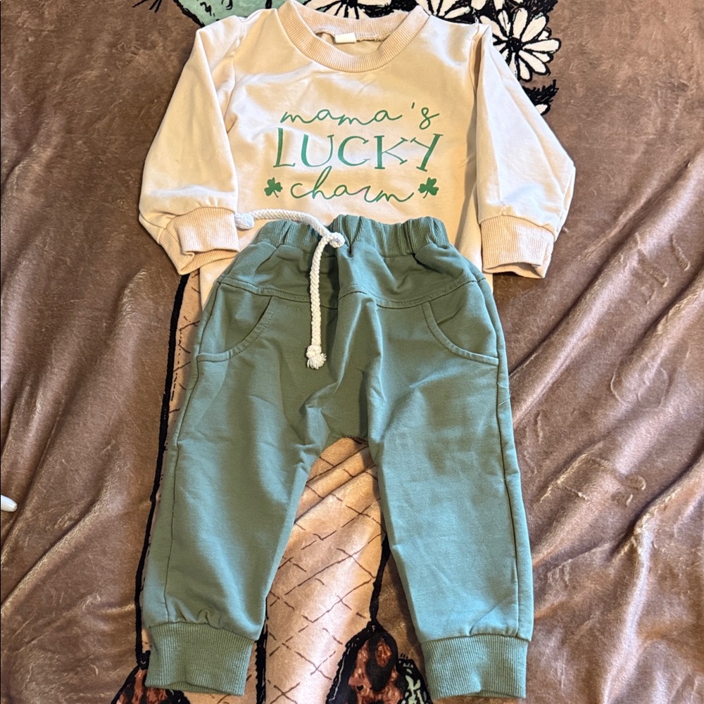 18M Cozy Jogger Pants Set - Blue, Gray, Green, and Cream. - Picture 12 of 15